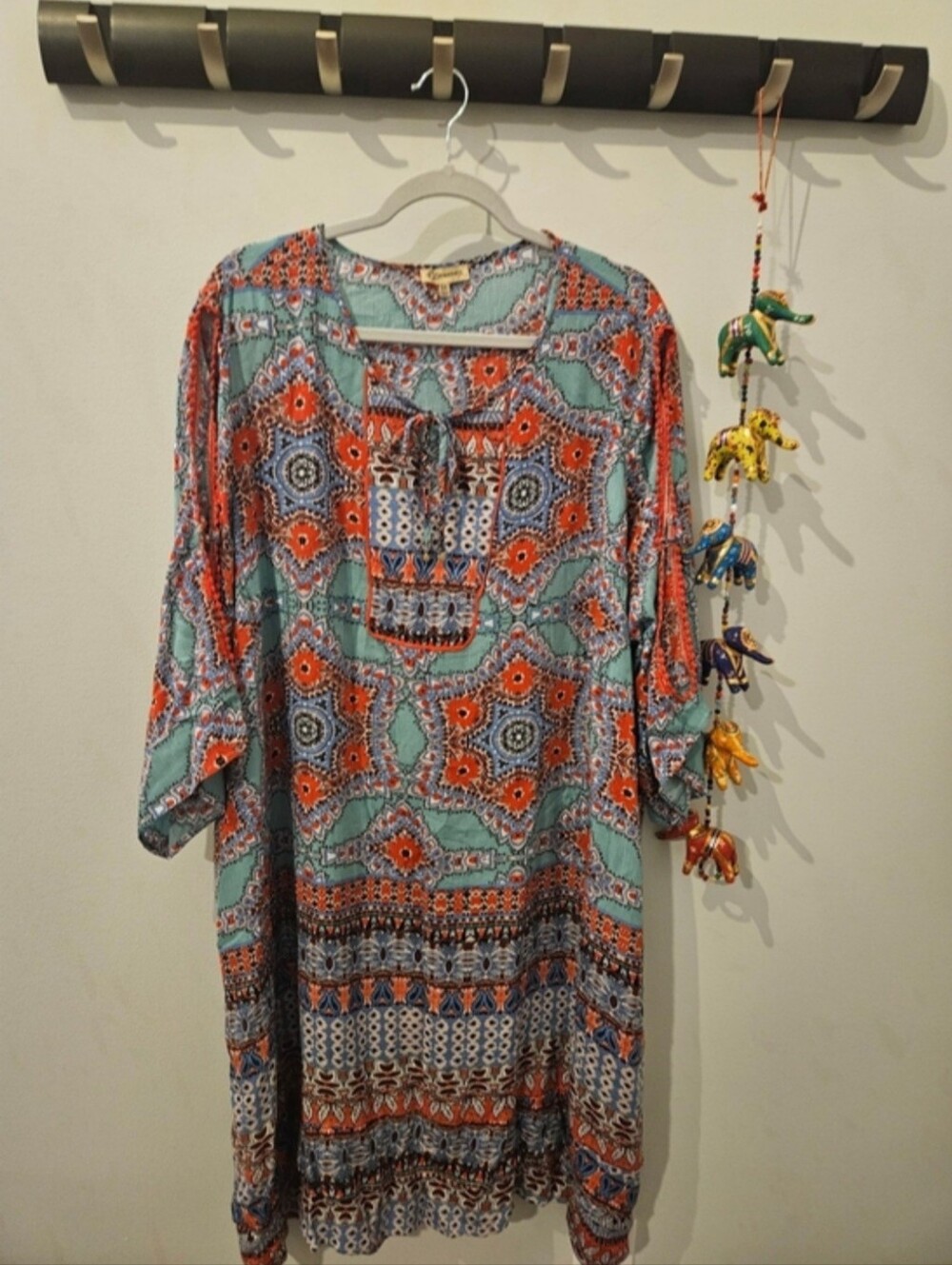 Democracy Floral Paisley Dress in Teal and Red